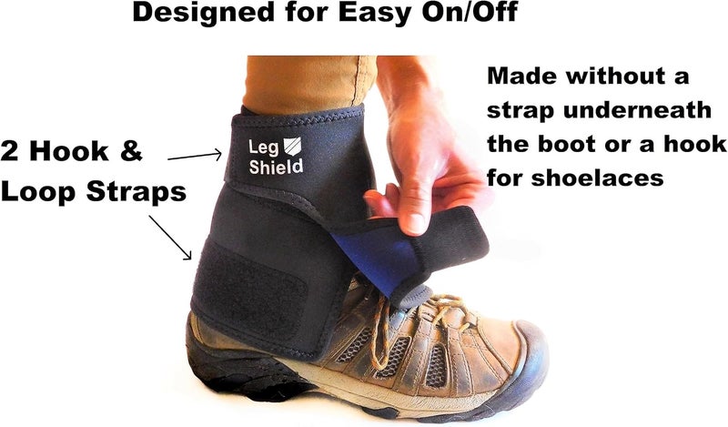 Leg Shield Low Gaiters - Hook & Loop Design for Easy On/Off - Neoprene Leg Gaiters for Hiking, Cross Country Skiing, Yard Work - Comfortable, Snug Fit (Pair) - Image 2